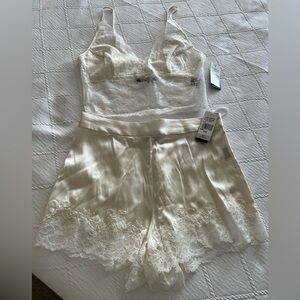 NWT Josie Natori Sleek Lace Silk PJ Set – Bralette & Shorts